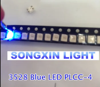 100ШТ 3528 синих 4-ножных синих супер ярких светодиодных шариков PLCC-4 1210 3528 SMD LED синих 4-футовых 4-контактных 3.5*2.8*1.9 мм