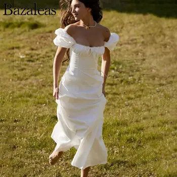 2023 Bazaleas Store Traf женские платья Летние Длинные Белые Женские Элегантные Макси-платья С Короткими Пышными Рукавами Для Выпускного Вечера Официальное