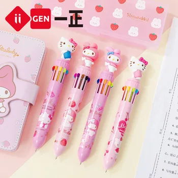 36шт Iigen Подлинная Sanrio Melody Hello Kitty 10 цветная шариковая ручка нажимного типа Милая мультяшная шариковая ручка Канцелярские принадлежности Оптом