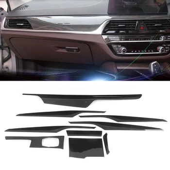 9шт Комплект внутренней отделки для замены крышки внутренней дверной панели из сухого углеродного волокна для автомобиля BMW 5 серии G30 2017-2021 RHD