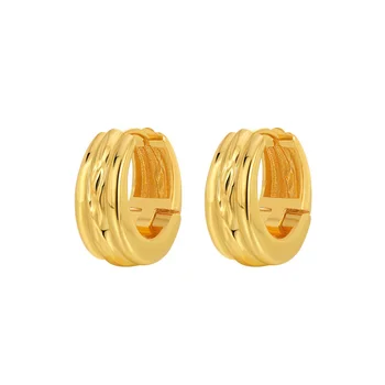 ALLNEWME Простые Металлические серьги-кольца золотисто-серебристого цвета для женщин, мужчин, Унисекс, 14-каратные Позолоченные Латунные серьги-кольца с массивным кругом