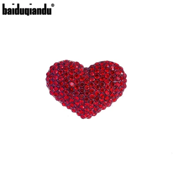 Baiduqiandu, броши в виде сердца с полным покрытием из красного горного хрусталя для женщин, украшения для одежды в форме сердца.