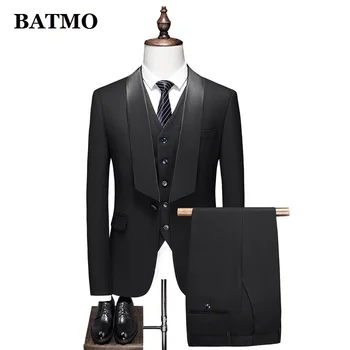 Batmo 2023 новое поступление, высококачественные черные повседневные костюмы для мужчин, мужское белое свадебное платье, большие размеры S-5XL 6901