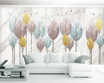 beibehang Индивидуальный современный минималистский пейзаж с листьями дерева богатства пейзажное украшение стен живопись papel de parede обои