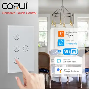 CORUI WIFI Tuya Smart Light Переключатели вентилятора Цифровой Регулируемый Переключатель вентилятора Ручной Сенсорный переключатель Поддержка Smart Life Alexa Google Home