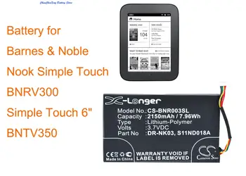 GreenBattery2150mAh Аккумулятор DR-NK03, S11ND018A для Barnes&Noble BNRV300, BNTV350, Nook Simple Touch, Простое касание 6