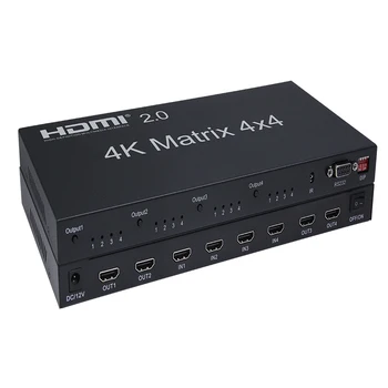HDMI-совместимый Матричный коммутатор 4x4, 4K HDMI Matrix Switcher Splitter 4 In 4 Out Box с EDID-экстрактором и ИК-пультом дистанционного управления HDM