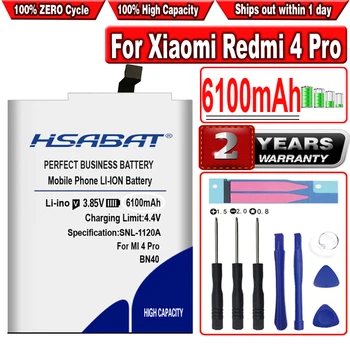 HSABAT 6100mAh BN40 для Xiaomi Redmi 4 Pro Аккумулятор Redmi 4 Prime 3G RAM 32G ROM Edition Батареи