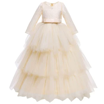 HYGLJL, мягкие тюлевые платья в цветочек для девочек на свадьбу, выпускной вечер, бальные платья для девочек, милое платье с бантом, пышное платье принцессы