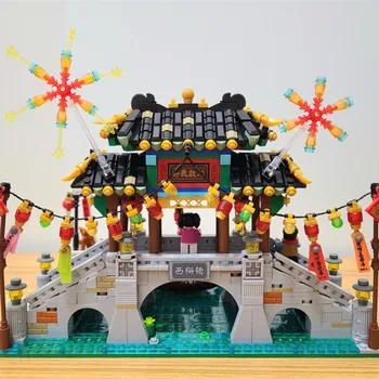 LOZ 1528шт Китайские Строительные блоки, собранные Игрушки для взрослых, Крупная конструкция высокой сложности, Водный городок Цзяннань, Подарки для мальчиков и девочек