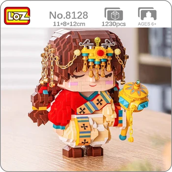 LOZ 8128 Меньшинство Тибетской Национальности Красавица Девушка Молитвенное Колесо Кукла Мини Алмазные Блоки Кирпичи Строительная Игрушка Для Детей Без Коробки