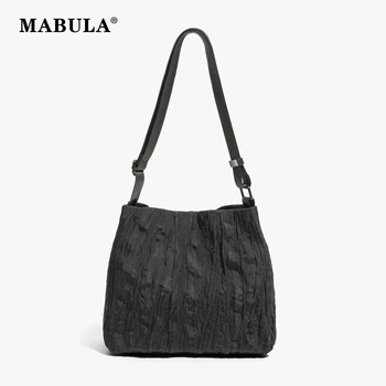MABULA Простой дизайн, женские сумки через плечо, повседневные черные сумки-тоут, женские плиссированные сумки, однотонная сумка через плечо, кошелек для телефона