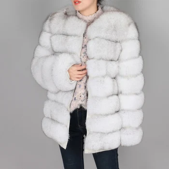 MMK2019 мода новый стиль Пальто из натуральной лисы Тонкий круглый вырез Зимняя женская куртка из натурального меха Пальто жилет для девочек кожа
