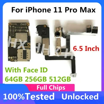 Origina Для iPhone 11 Pro Max Материнская плата разблокирована Обновлением IOS Материнская плата LTE 4G 64 ГБ 256 ГБ Чистая логическая плата iCloud Идентификатор лица МБ