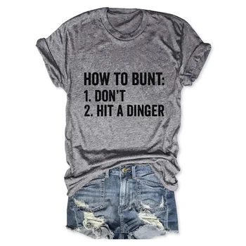 Rheaclots Женские хлопчатобумажные футболки с надписью How To Bunt Don't Hit A Dinger, бейсбольные футболки, женские футболки с графическим рисунком, топы
