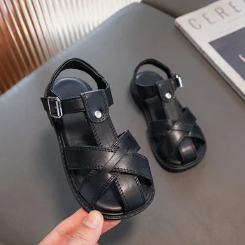 sandalias 2023 Весенние новые сандалии Модная Корейская простая обувь для мальчиков и девочек, нескользящая пляжная обувь с полой мягкой подошвой, сплетенная крест-накрест