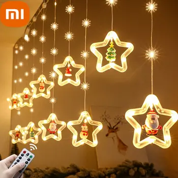 Xiaomi LED Curtain Light Decoration Stars String Lights USB с дистанционным управлением, регулируемой яркостью для спальни, новогодней вечеринки