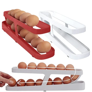 Автоматический дозатор яиц для перекатывания, Контейнер для хранения яиц в холодильнике, компактный Держатель для яиц, полка-органайзер для холодильника, кухонные принадлежности