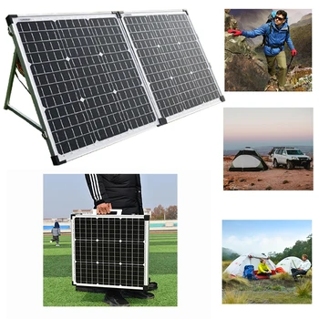 Алюминиевая рамка Стеклянная Складная Солнечная панель 18 В 100 Вт (2 шт. 50 Вт) для портативной электростанции / генератора для путешествий на открытом воздухе кемпинга