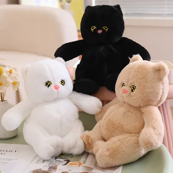 Белая Коричневая Черная плюшевая игрушка для кошек, милые мягкие плюшевые котята, кукла-животное для девочек, мальчиков, детские плюшевые игрушки на Рождество, подарок на День рождения