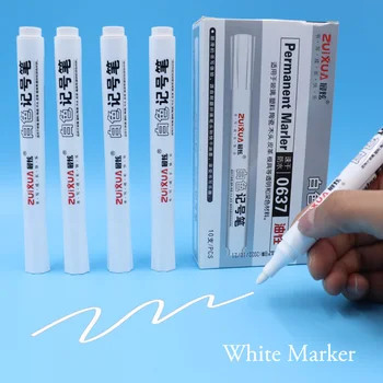 Белый перманентный маркер для металла из нержавеющей стали для шин 3 мм 1,0 мм 0,7 мм Водонепроницаемая ручка для разметки граффити, рисования эскизов в школе
