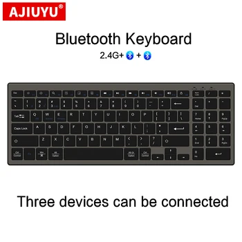 Беспроводная клавиатура AJIYU, клавиатура для нескольких устройств, Ультратонкая бесшумная полноразмерная Bluetooth-клавиатура для ноутбука, портативного ПК, планшета iPad