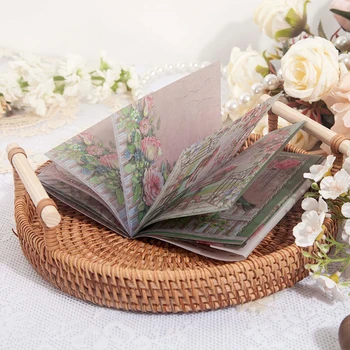 Блокнот на 30 листов с цветами и растениями, литература и искусство в стиле ретро, коллаж 