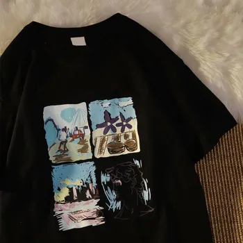 Большой размер 6XL 150 кг Летние хлопчатобумажные футболки harajuku Женская Уличная одежда с коротким рукавом и круглым вырезом негабаритных футболок