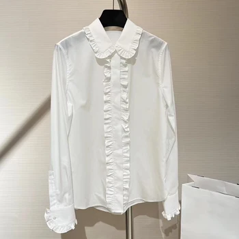Брендовые белые рубашки Элегантные Высококачественные женские рубашки С длинным рукавом, однотонные офисные женские блузки для работы