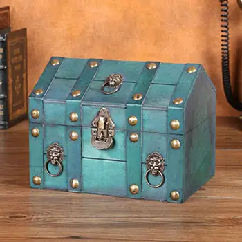 Винтажный ящик для хранения С замком, Деревянные ящики для хранения, футляр-органайзер ручной работы в стиле Ретро, шкатулка для украшений, украшение стола Сокровищ