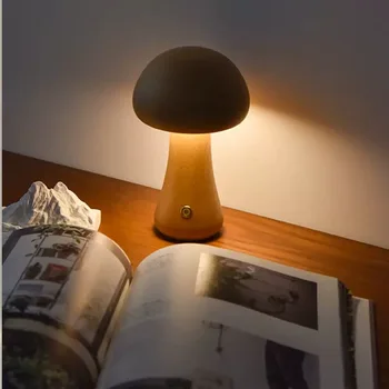 Грибовидный маленький ночник Прикроватный светильник из цельного дерева с сенсорным управлением, индукционный светильник, светодиодная лампа Advanced Sense, украшение для светодиодной лампы