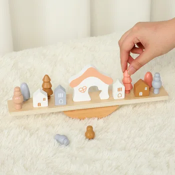 Деревянные игрушки-качели Монтессори, блоки для балансировки животных, развивающие конструкторы для детей, игрушки для детей, подарок для детей