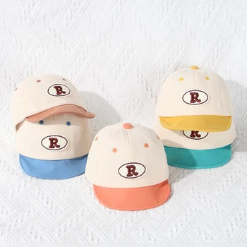 Детская бейсболка с буквой R, летняя кепка для мальчиков и девочек, регулируемая солнцезащитная кепка, мягкие хлопковые кепки для младенцев и малышей с козырьком