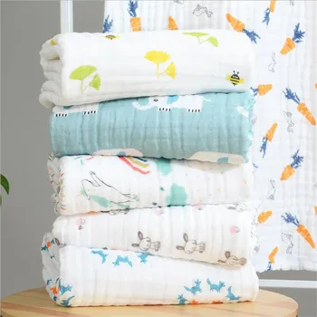 Детское одеяло мягкое и дышащее. 6-слойное детское одеяло из 100% очищенного хлопка, покрытое одноразовым одеялом для домашнего ухода за ребенком.
