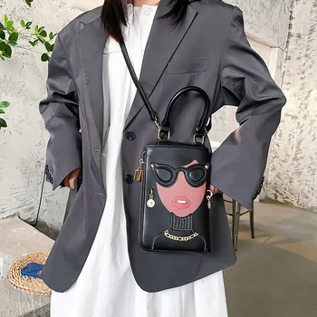 Дизайнерская сумка через плечо с мультяшной девушкой для женщин, роскошная сумочка, женская модная сумка, высококачественный кошелек из искусственной кожи, сумка через плечо