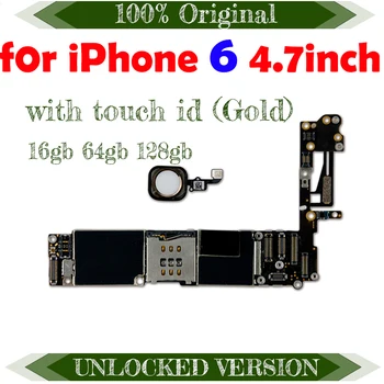 для iPhone 6 (4,7 дюйма) Материнская плата с отпечатком пальца Touch ID iOS 4G Lte 16 / 32 / 64 / Тест оригинальной материнской платы 128 ГБ