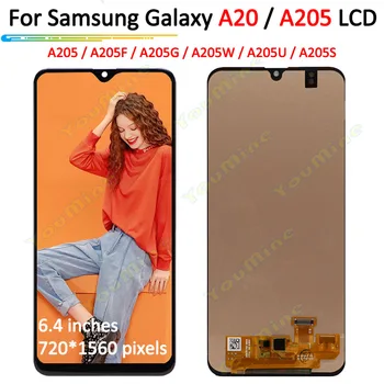 Для Samsung galaxy A20 A205 ЖК-дисплей С сенсорным экраном Дигитайзер В Сборе Замена Samsung A20 A205/DS A205F lcd