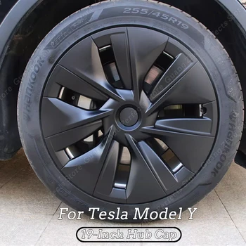 Для Tesla Модель Y 2018-2023 Колпачки для ступиц автомобильных колес 19-дюймовые, полностью закрывающие черные Декоративные Автомобильные Аксессуары для замены