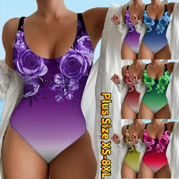 Женские купальники, купальник с 3D бабочкой и цветочным принтом, пляжная одежда, Летний купальник для фитнеса на открытом воздухе, бикини, одежда XS-8XL