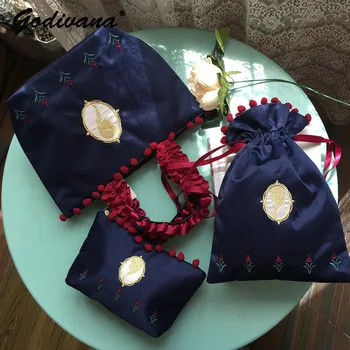 Женские сумки для переноски в японском стиле, милая косметичка для девочек, сумка на шнурке для хранения, модные сумки через плечо