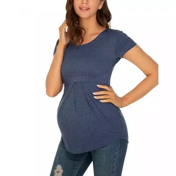 Женские топы для беременных, футболки для беременных с коротким рукавом, рубашки для беременных, летняя Классическая одежда, повседневная одежда для грудного вскармливания