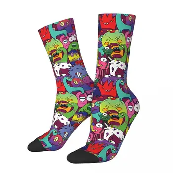 Забавный Сумасшедший носок для мужчин, все монстры в стиле Хип-хоп, Винтажный носок с принтом Alien Happy для мальчиков, Подарок-Новинка
