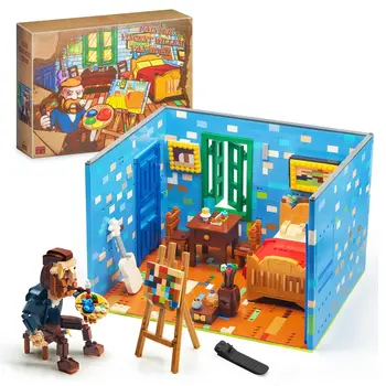 Идеи искусства Ван Гога, микро-мини-блоки, строительный набор MOC Project, кирпичи, развивающие игрушки для взрослых, мальчиков, девочек, детей