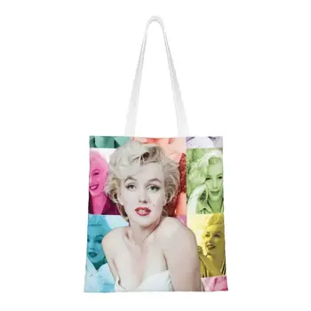 Изготовленная на заказ сексуальная холщовая сумка для покупок Marilyns Monroe Женская портативная сумка для покупок в стиле абстрактного поп-арта