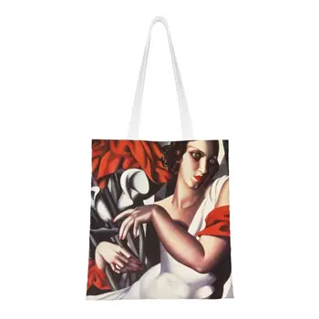 Изготовленные на заказ холщовые сумки для покупок Tamara De Lempicka, женские многоразовые сумки для покупок, Портрет M.me Сумки-тоут Ira Perrot для покупок