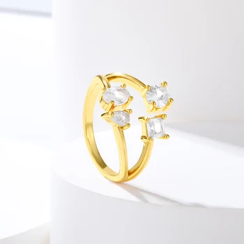 Изысканные Простые Квадратные кольца из Циркона с кристаллами, Инкрустированные женской свадьбой, Помолвкой, Модные украшения Тренд 2021 года