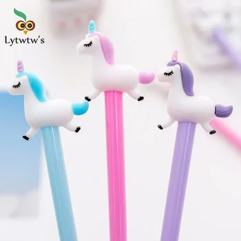 Корейские канцелярские принадлежности Lytwtw Cute Unicorn Гелевая ручка для школьного офиса Kawaii Supply Новая креативная ручка Sweet Pretty Lovely