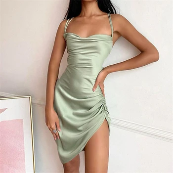 Короткие платья Женская вечерняя женская одежда Летние Трикотажные Домашние Сексуальные облегающие Пляжные Роскошные Зеленые Элегантные вечерние платья для женщин