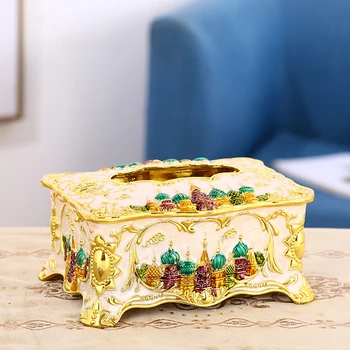 Креативная Европейская коробка для салфеток с рисунком ретро-замка Из металлического цинкового сплава, настольный держатель для салфеток, коробка для хранения салфеток, подарок для украшения дома