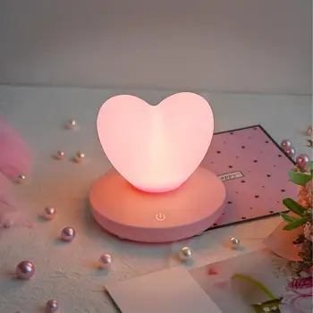 Креативный ночник в форме сердца, силиконовый ночник с дистанционным управлением, светодиодный Сенсорный трехскоростной USB-зарядный светильник для спальни
